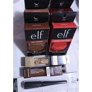 ​e.l.f. Makeup Bundle Putty Bronzer Luminous Blush Liquid Contour Lip Oil...